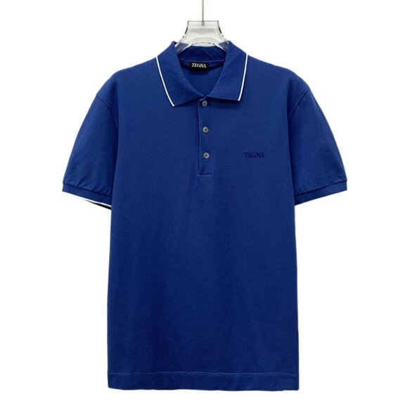 Zegna Dark blue cotton polo shirt